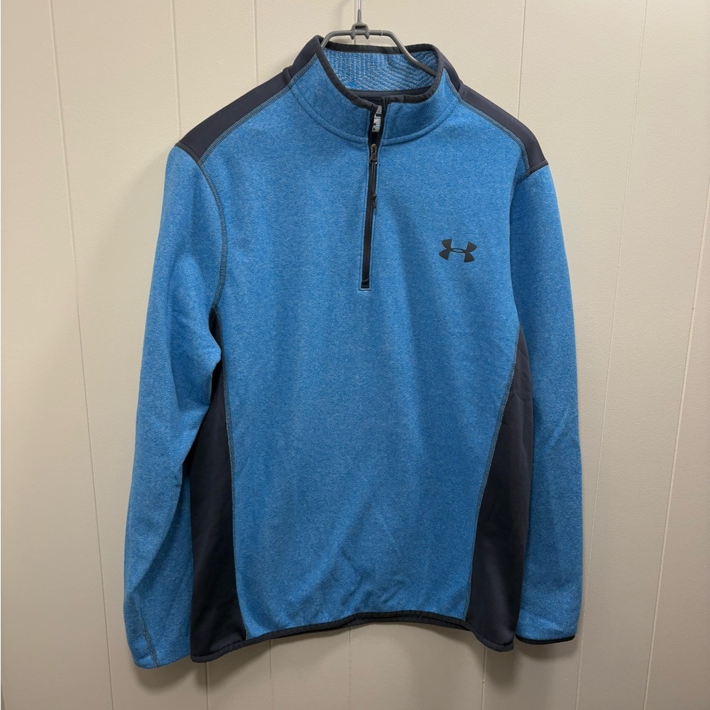Under Armour Men’s medium Pullover Sweatshirt Top Blue cold gear sporty fall